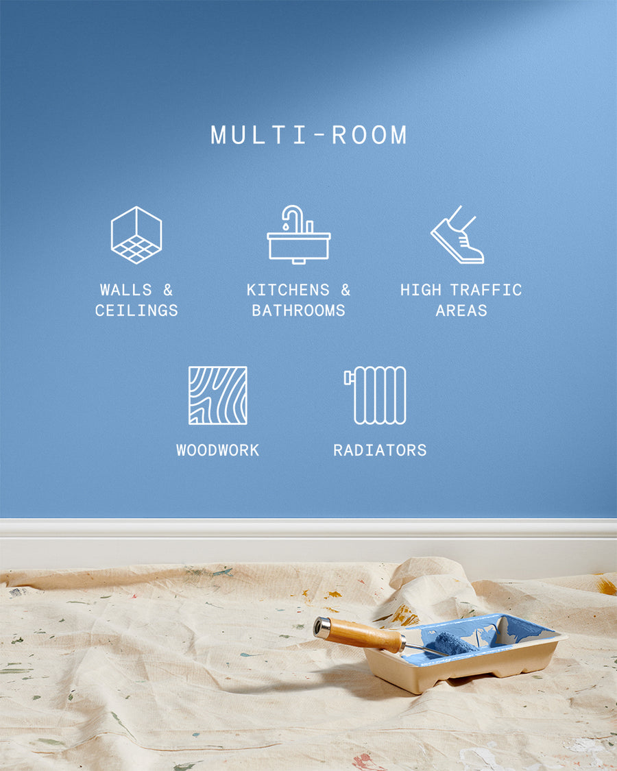 Supreme paint is suitable for walls and ceilings, kitchens and bathrooms, high traffic areas, woodwork and radiators