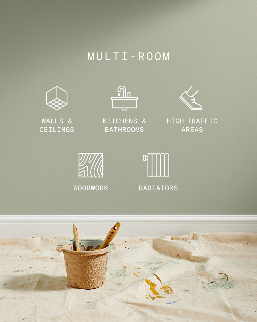 Supreme paint is suitable for walls and ceilings, kitchens and bathrooms, high traffic areas, woodwork and radiators