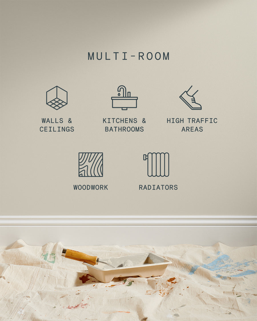 Supreme paint is suitable for walls and ceilings, kitchens and bathrooms, high traffic areas, woodwork and radiators