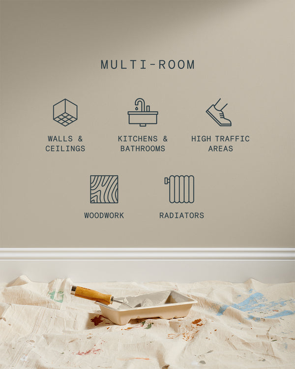 Supreme paint is suitable for walls and ceilings, kitchens and bathrooms, high traffic areas, woodwork and radiators