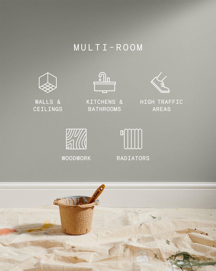 Supreme paint is suitable for walls and ceilings, kitchens and bathrooms, high traffic areas, woodwork and radiators