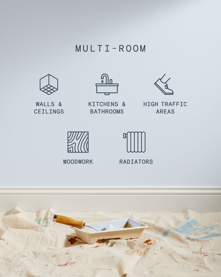 Supreme paint is suitable for walls and ceilings, kitchens and bathrooms, high traffic areas, woodwork and radiators