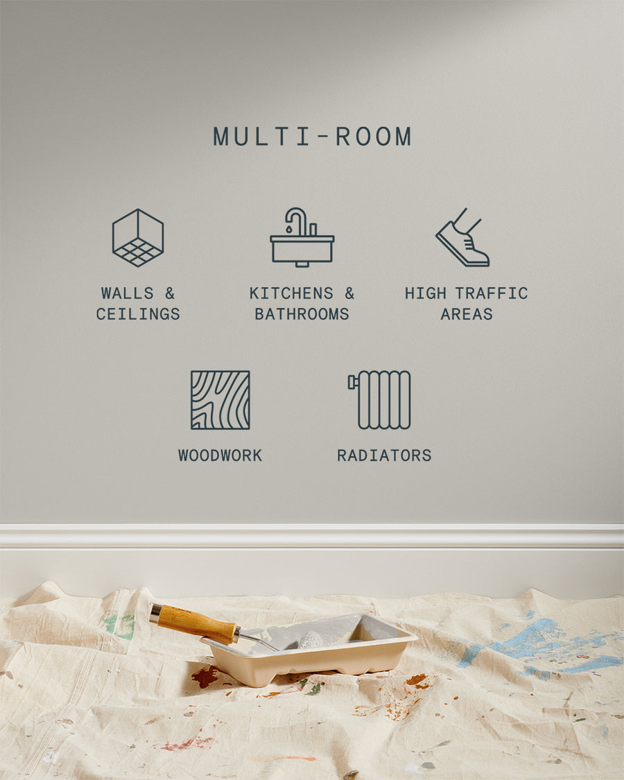 Supreme paint is suitable for walls and ceilings, kitchens and bathrooms, high traffic areas, woodwork and radiators
