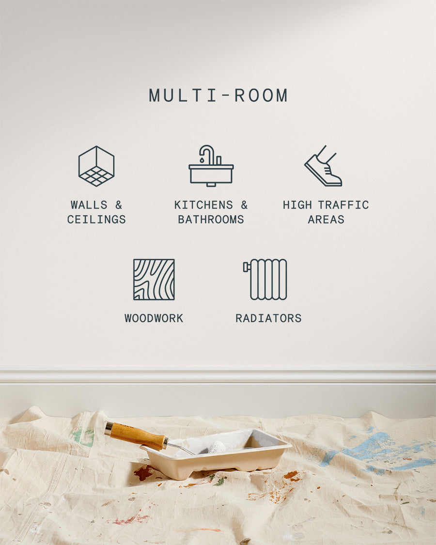Supreme paint is suitable for walls and ceilings, kitchens and bathrooms, high traffic areas, woodwork and radiators