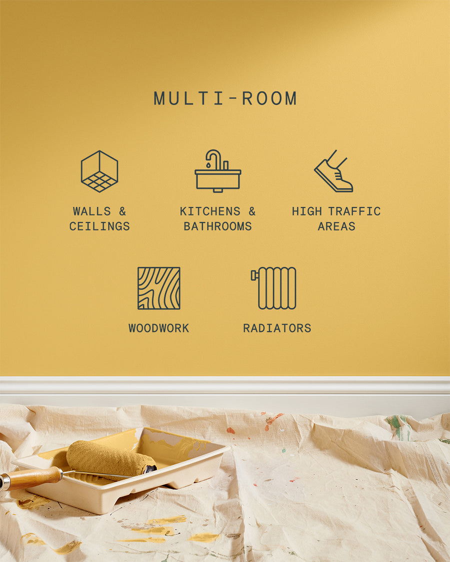 Supreme paint is suitable for walls and ceilings, kitchens and bathrooms, high traffic areas, woodwork and radiators