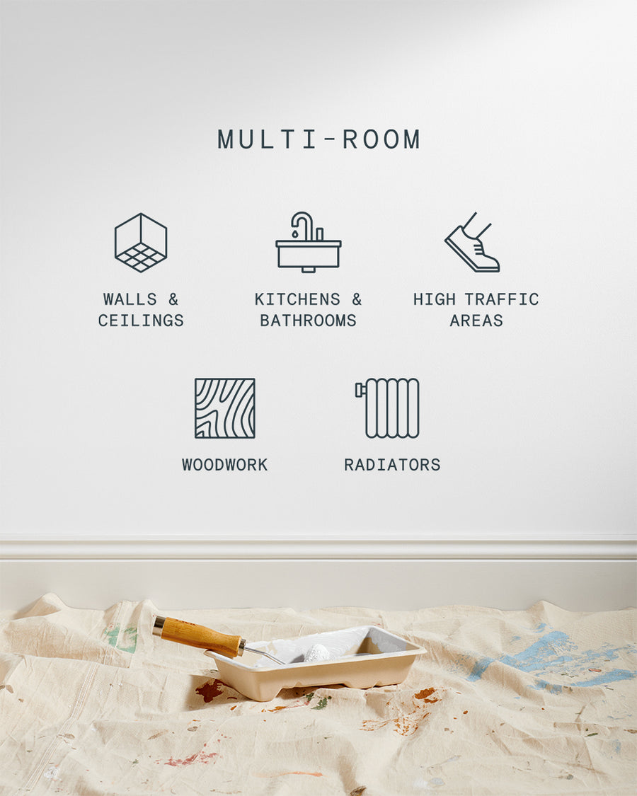 Supreme paint is suitable for walls and ceilings, kitchens and bathrooms, high traffic areas, woodwork and radiators