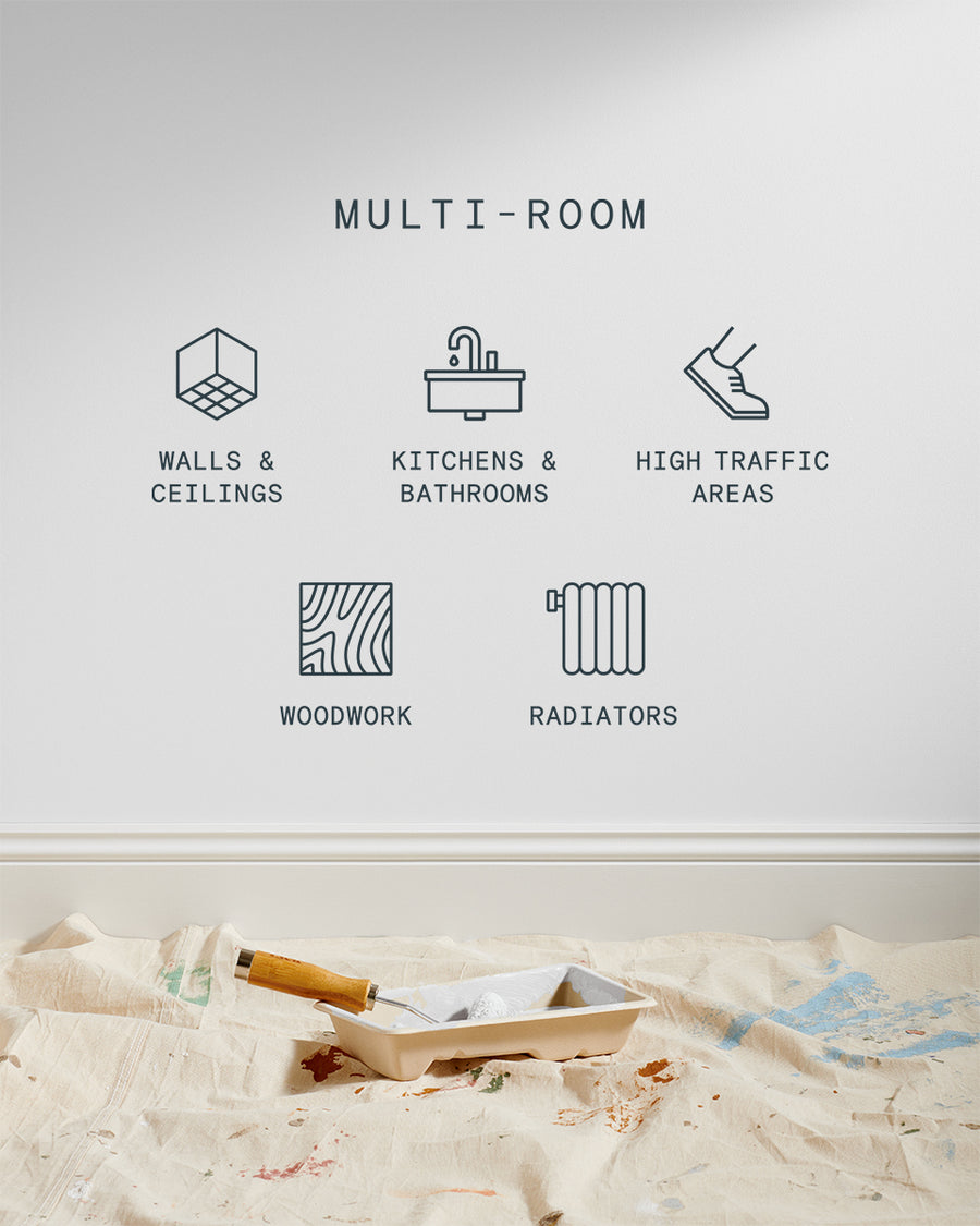 Supreme paint is suitable for walls and ceilings, kitchens and bathrooms, high traffic areas, woodwork and radiators