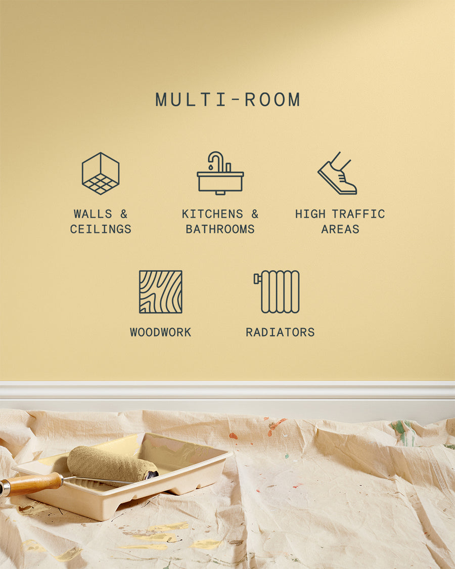 Supreme paint is suitable for walls and ceilings, kitchens and bathrooms, high traffic areas, woodwork and radiators