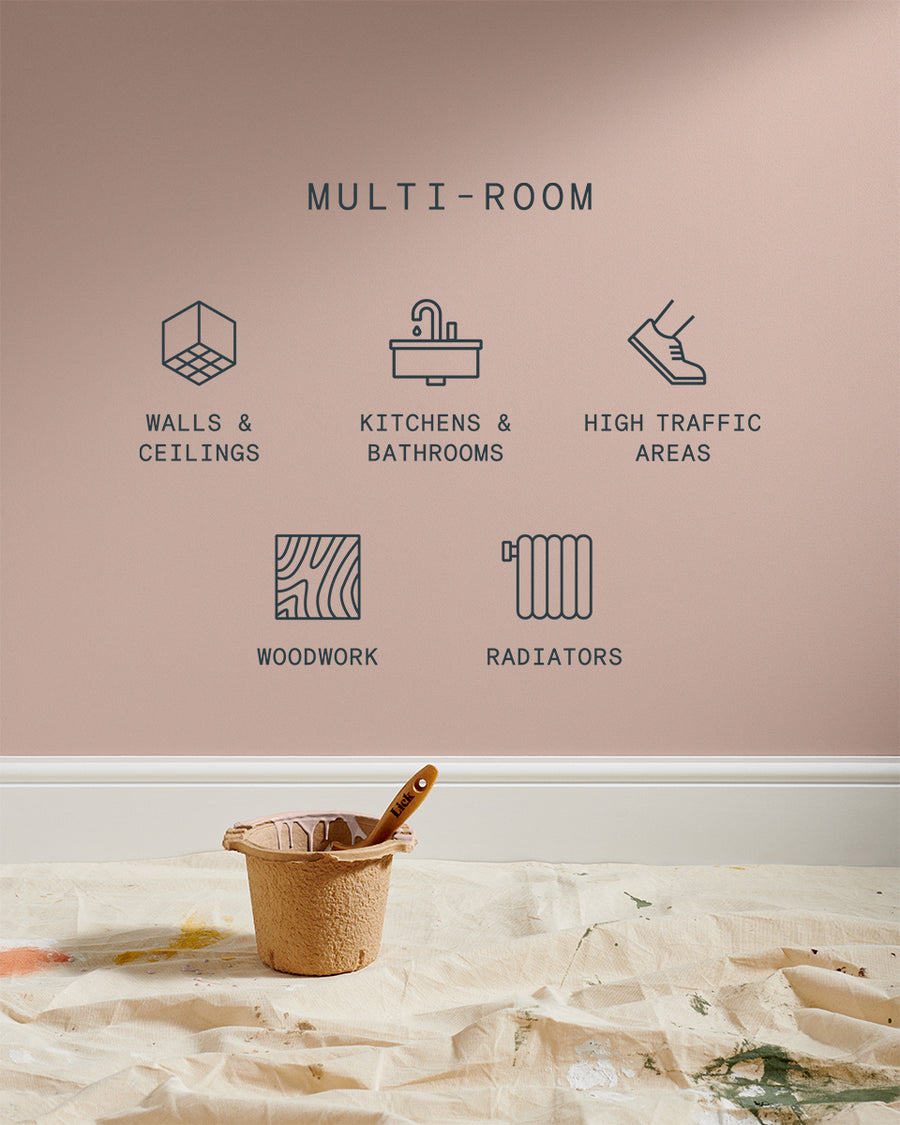 Supreme paint is suitable for walls and ceilings, kitchens and bathrooms, high traffic areas, woodwork and radiators