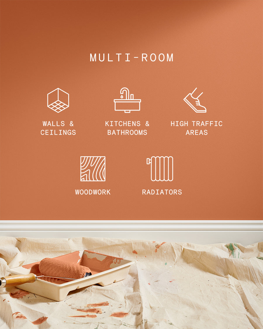 Supreme paint is suitable for walls and ceilings, kitchens and bathrooms, high traffic areas, woodwork and radiators