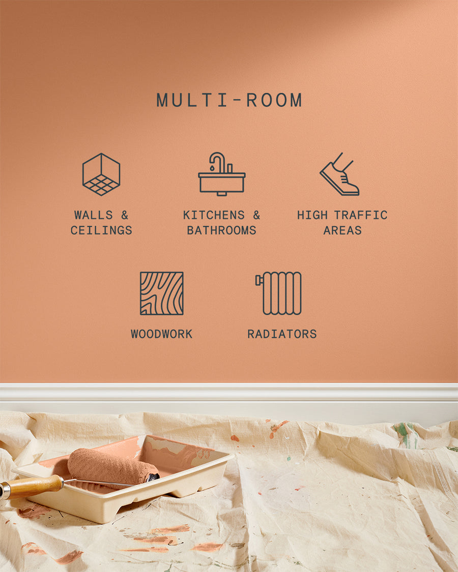 Supreme paint is suitable for walls and ceilings, kitchens and bathrooms, high traffic areas, woodwork and radiators