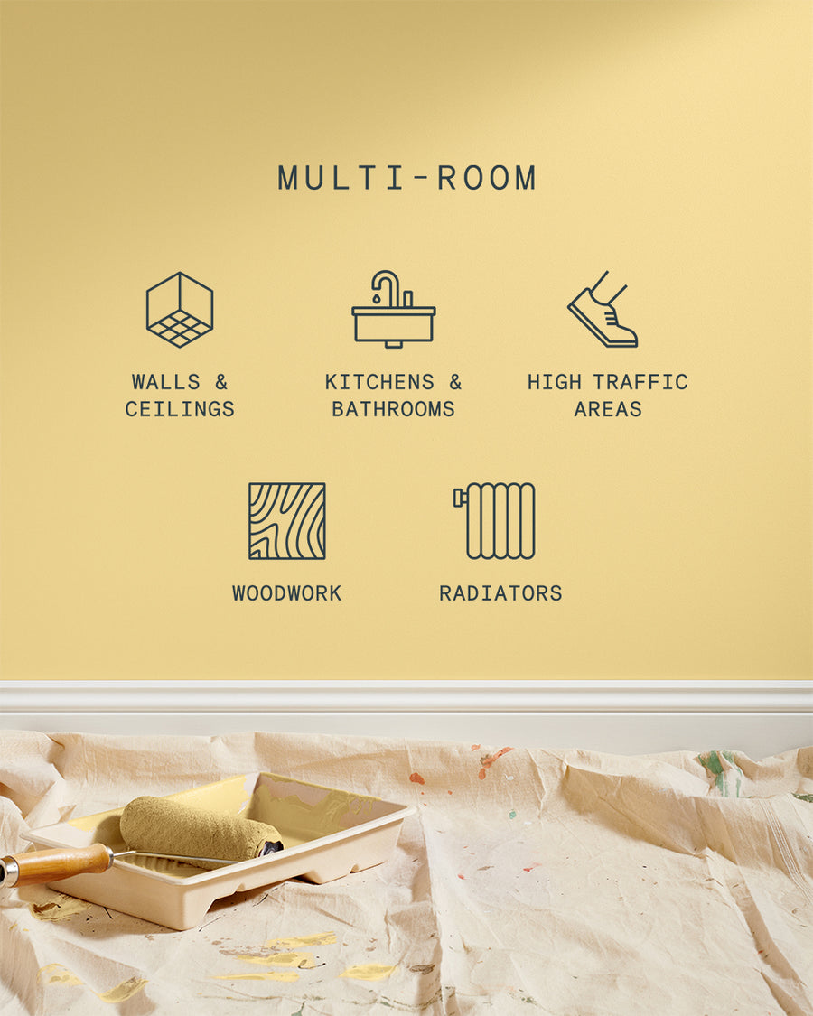 Supreme paint is suitable for walls and ceilings, kitchens and bathrooms, high traffic areas, woodwork and radiators