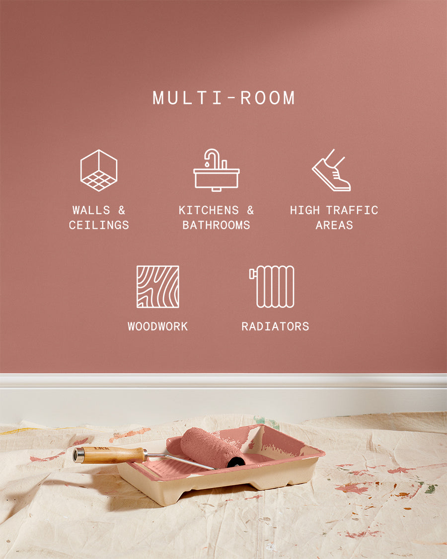 Supreme paint is suitable for walls and ceilings, kitchens and bathrooms, high traffic areas, woodwork and radiators