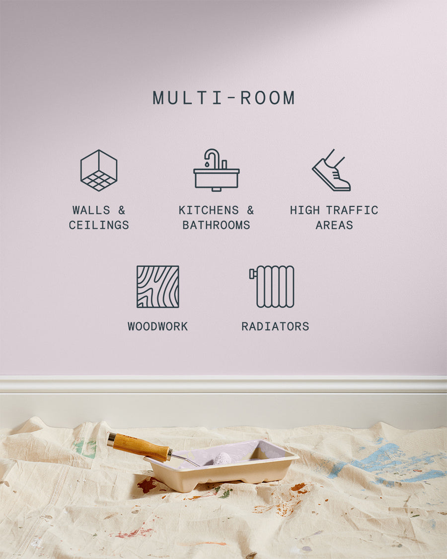 Supreme paint is suitable for walls and ceilings, kitchens and bathrooms, high traffic areas, woodwork and radiators
