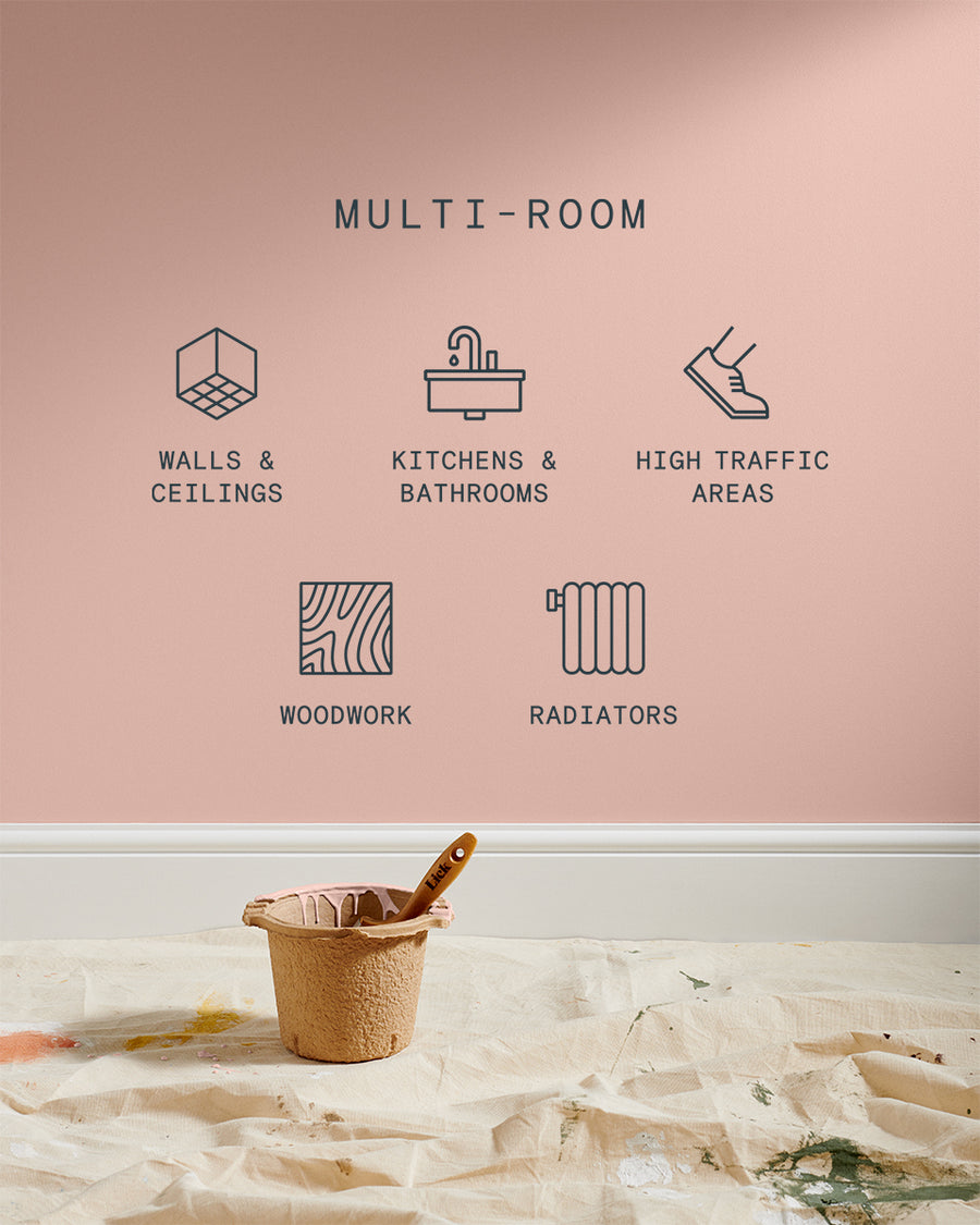 Supreme paint is suitable for walls and ceilings, kitchens and bathrooms, high traffic areas, woodwork and radiators