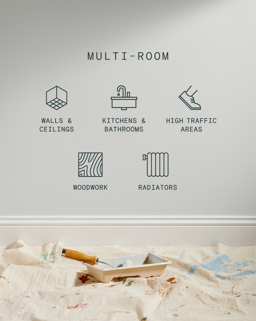 Supreme paint is suitable for walls and ceilings, kitchens and bathrooms, high traffic areas, woodwork and radiators