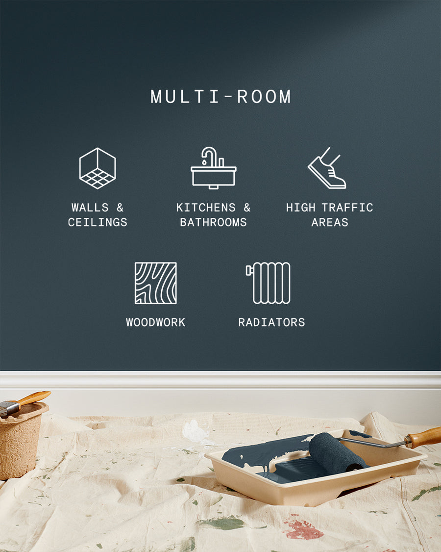Supreme paint is suitable for walls and ceilings, kitchens and bathrooms, high traffic areas, woodwork and radiators