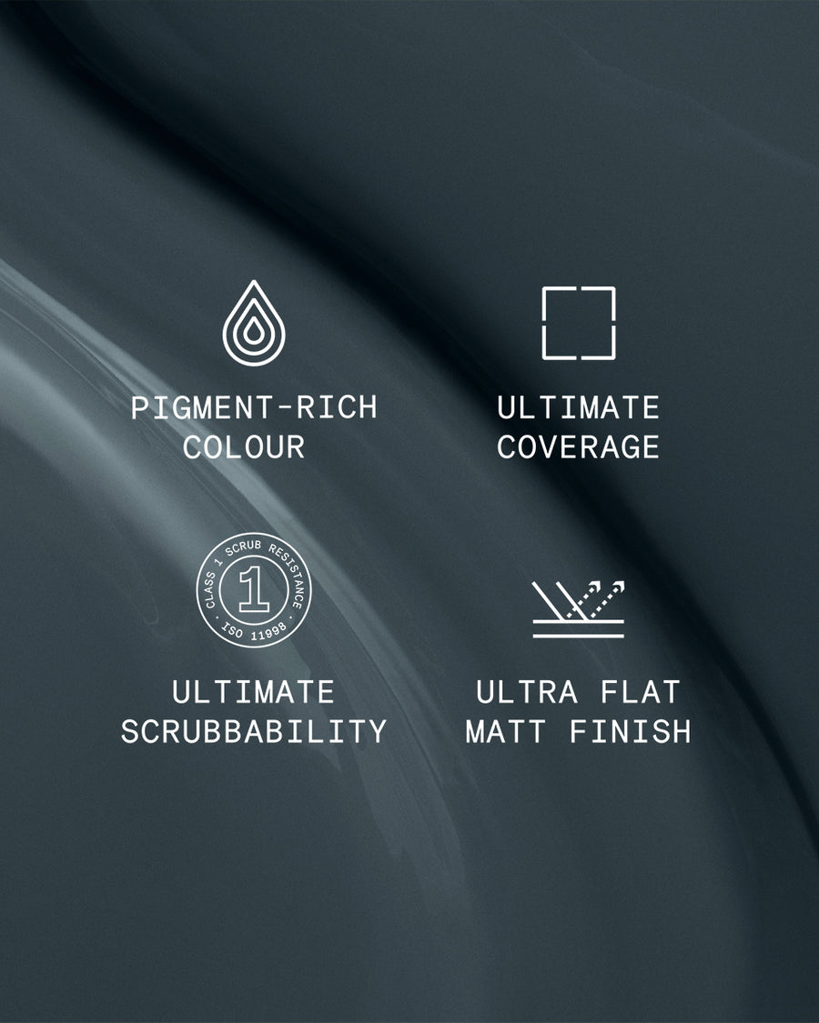 Supreme paint is ultra flat matt and pigment rich with ultimate coverage and scrubbability