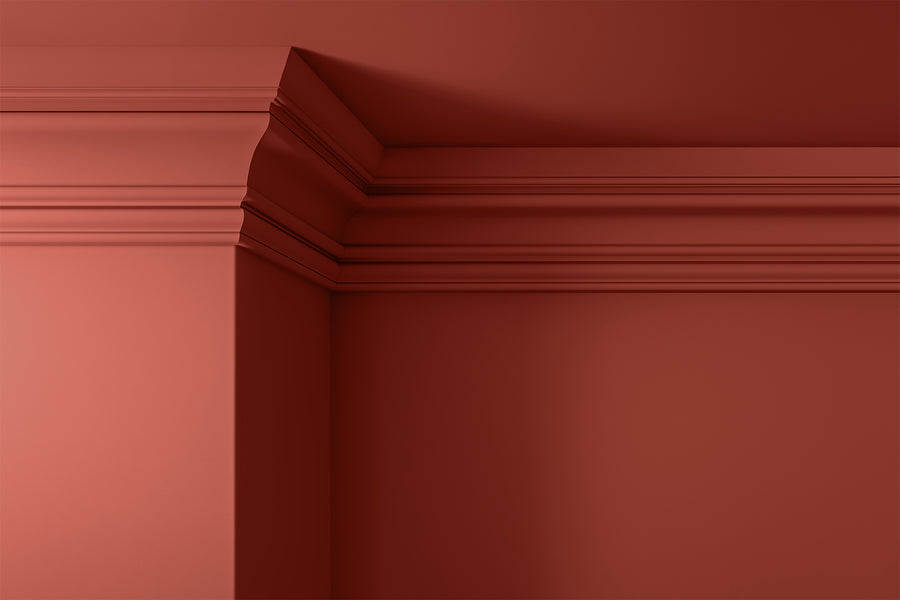 Walls, ceilings and coving painted in Lick Red 02