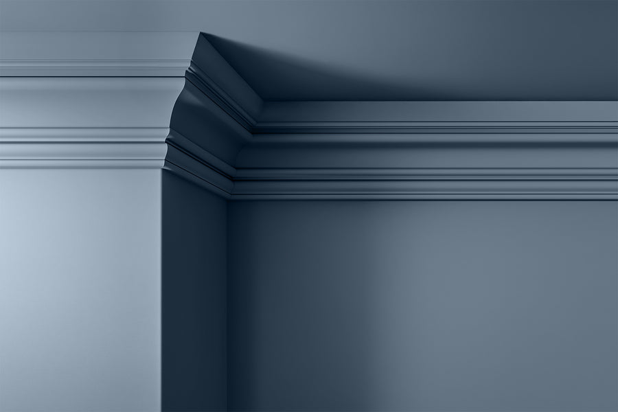 Walls, ceilings and coving painted in Lick Blue 17