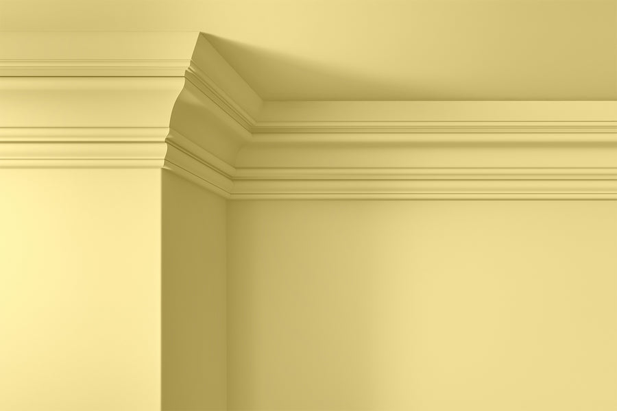 Walls, ceilings and coving painted in Lick Yellow 01