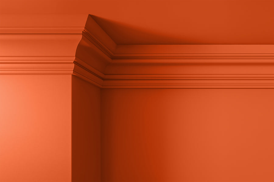 Walls, ceilings and coving painted in Lick Orange 01