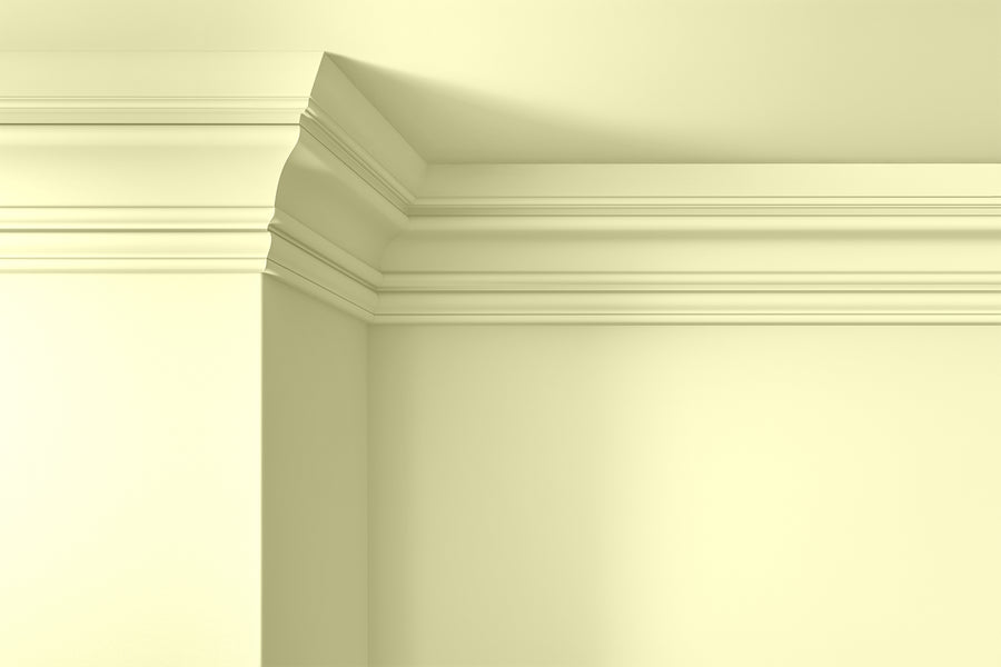 Walls, ceilings and coving painted in Lick Yellow 05