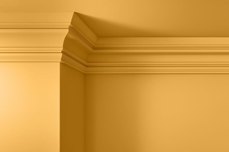 Walls, ceilings and coving painted in Lick Yellow 02
