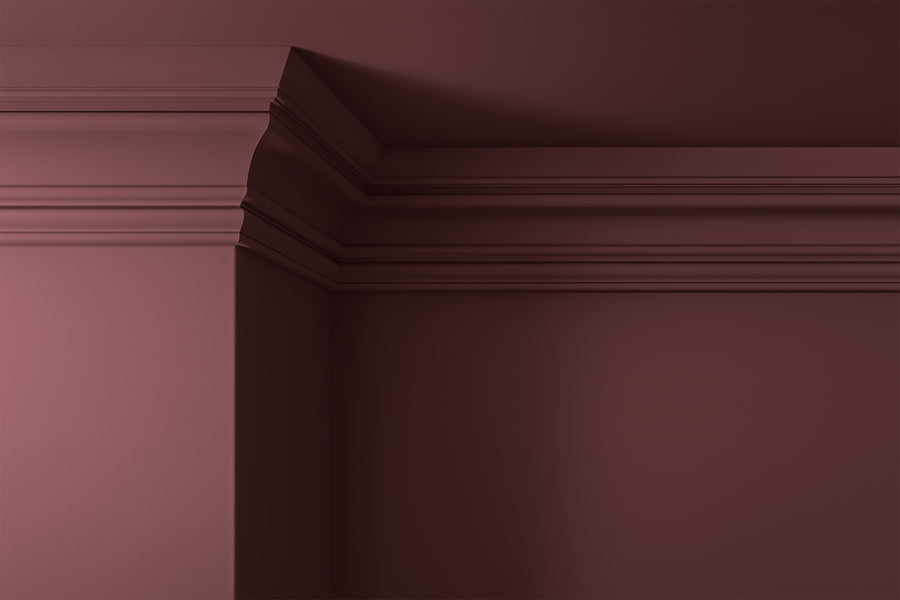 Walls, ceilings and coving painted in Lick Red 06