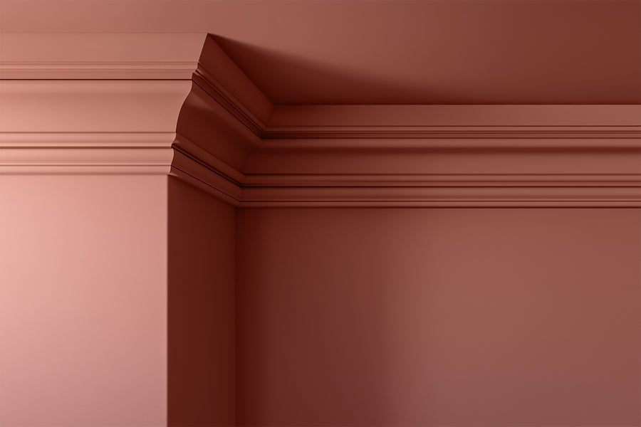 Walls, ceilings and coving painted in Lick Red 03