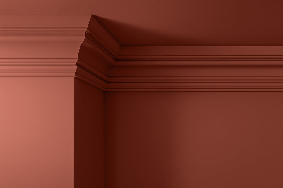 Walls, ceilings and coving painted in Lick Red 01