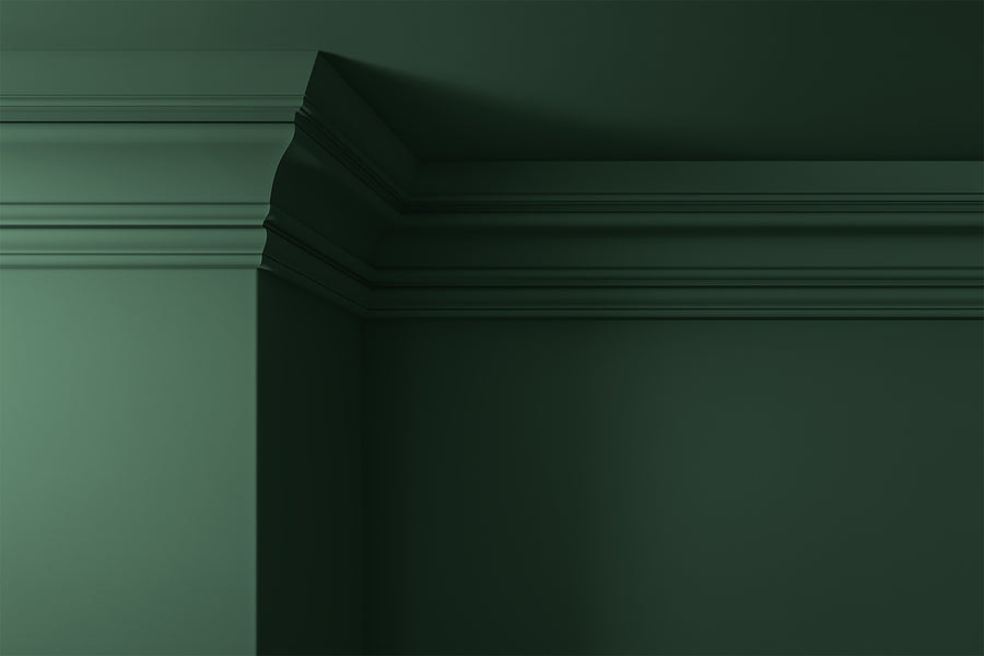 Walls, ceilings and coving painted in Lick Green 20