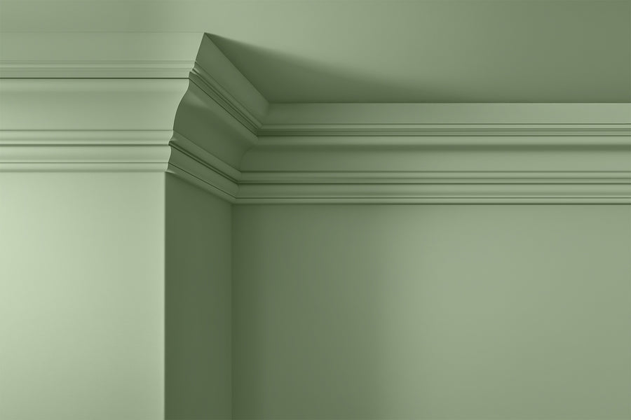 Walls, ceilings and coving painted in Lick Green 14