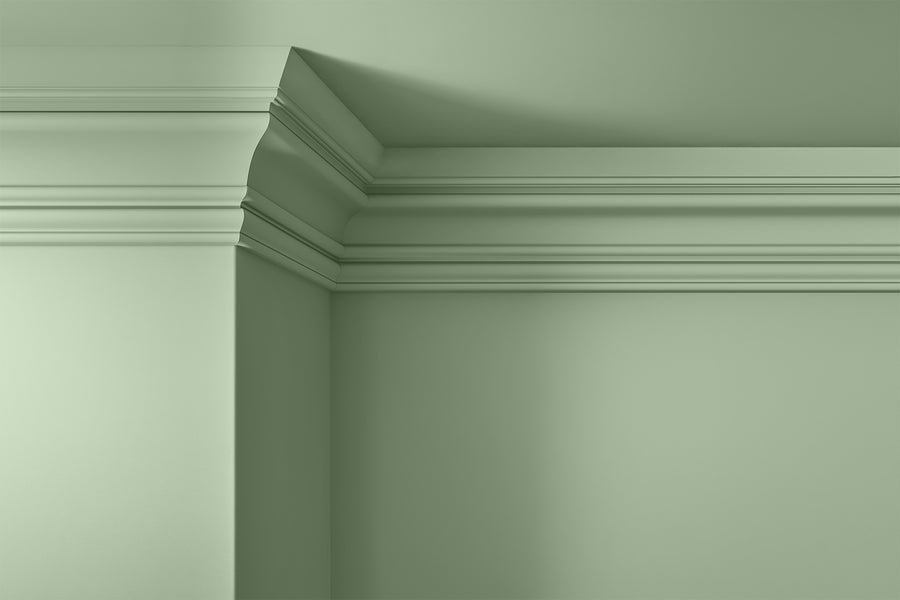 Walls, ceilings and coving painted in Lick Green 13