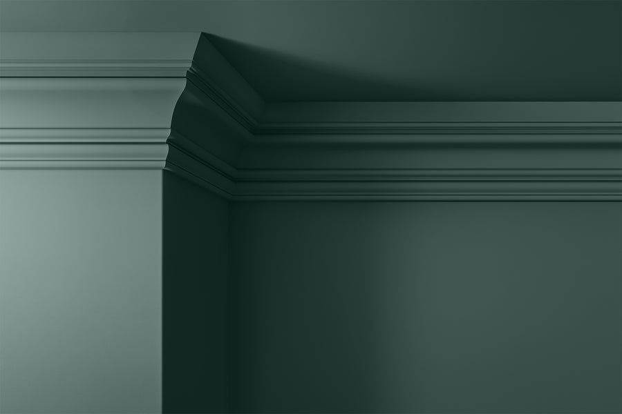 Walls, ceilings and coving painted in Lick Green 04