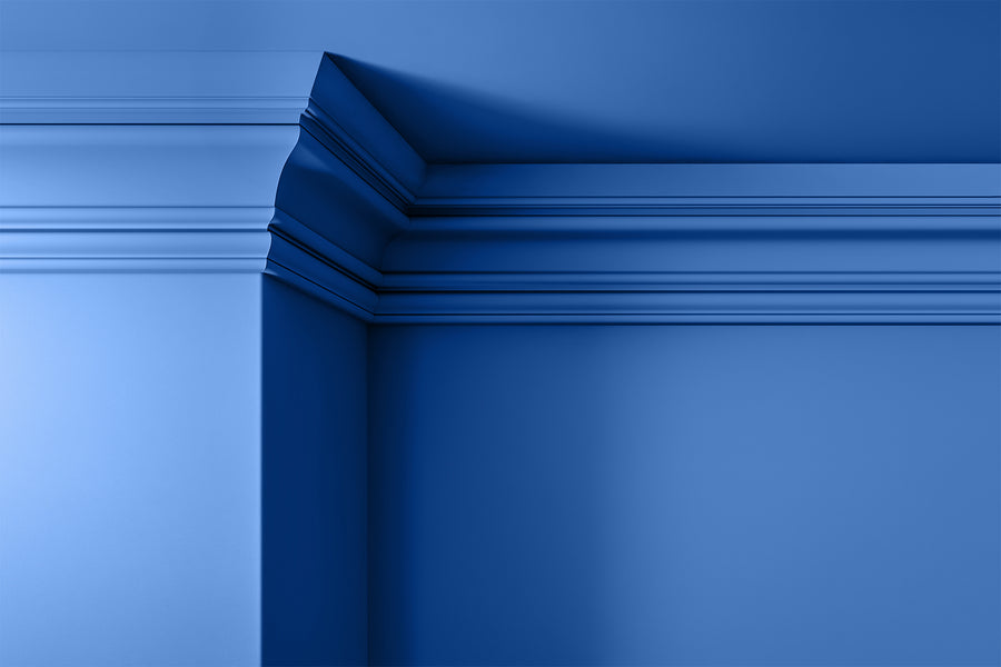 Walls, ceilings and coving painted in Lick Blue 19