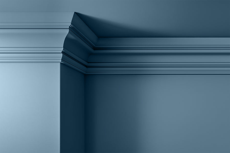 Walls, ceilings and coving painted in Lick Blue 18