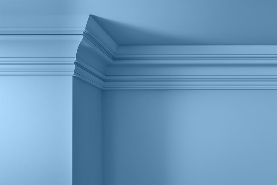 Walls, ceilings and coving painted in Lick Blue 10