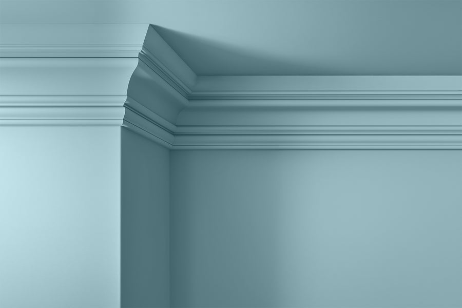 Walls, ceilings and coving painted in Lick Blue 08