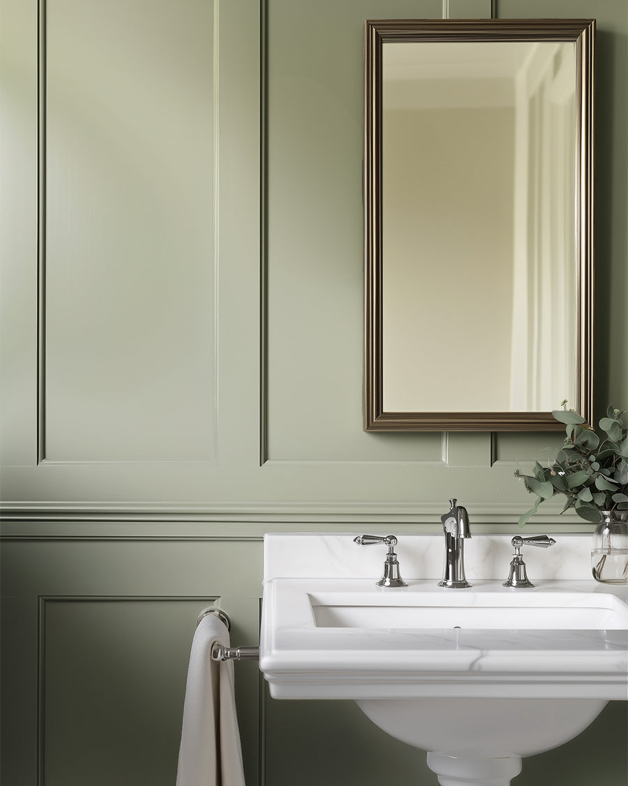Bathroom painted in Lick Green 01