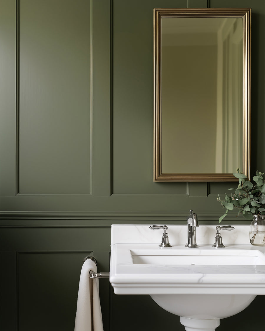 Bathroom painted in Lick Green 05