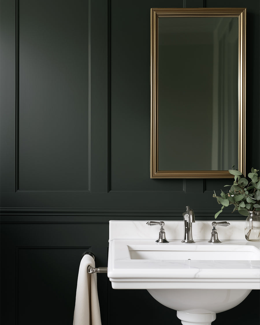 Bathroom painted in Lick Green 06