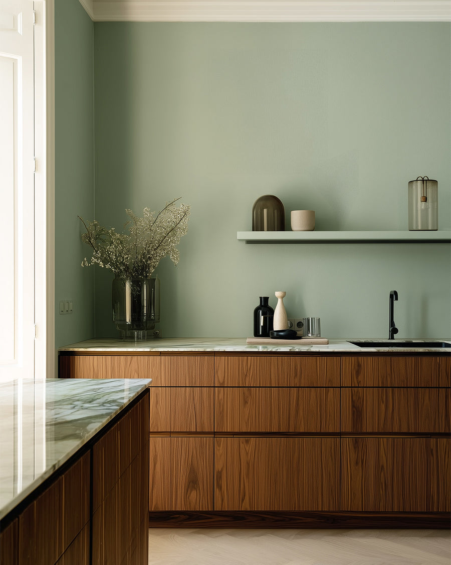 Kitchen painted in Lick Green 09