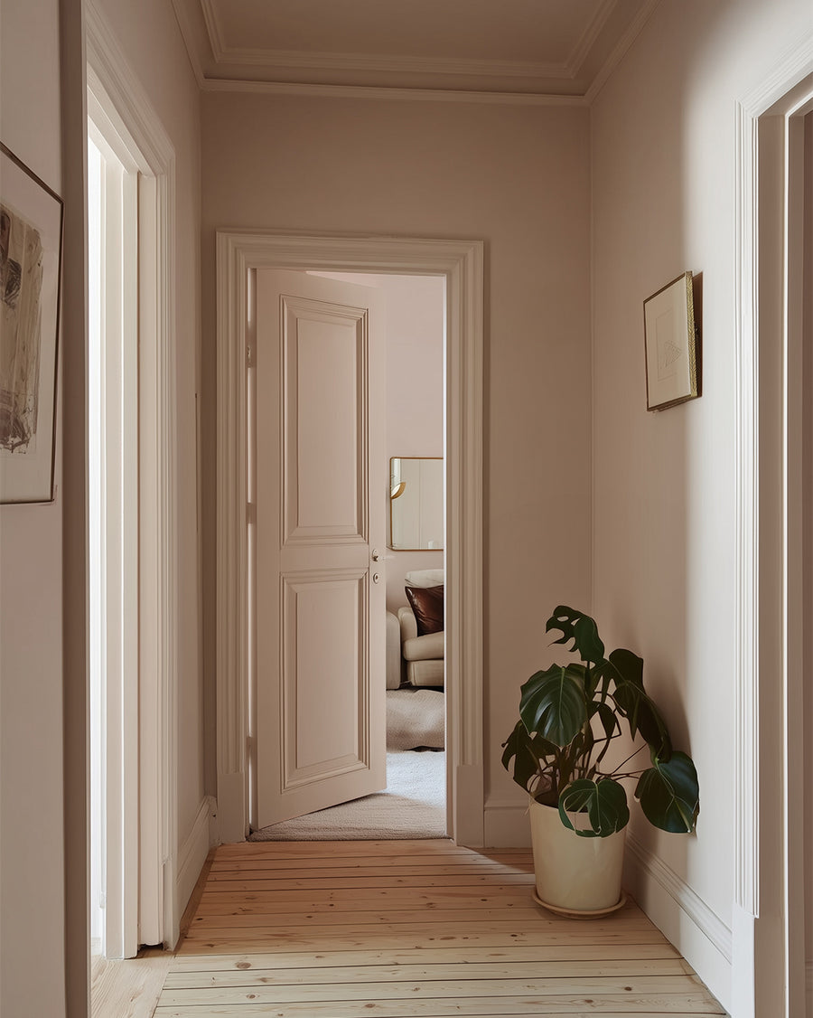 Hallway painted in Lick Pink 01