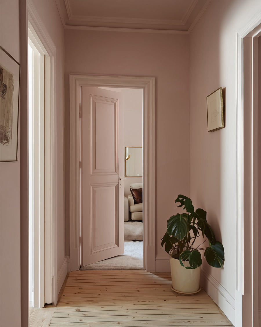Hallway painted in Lick Pink 07