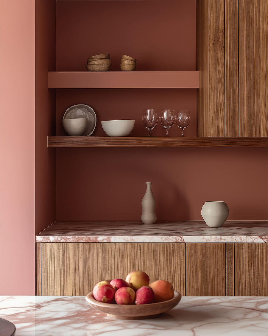 Kitchen painted in Lick Red 03