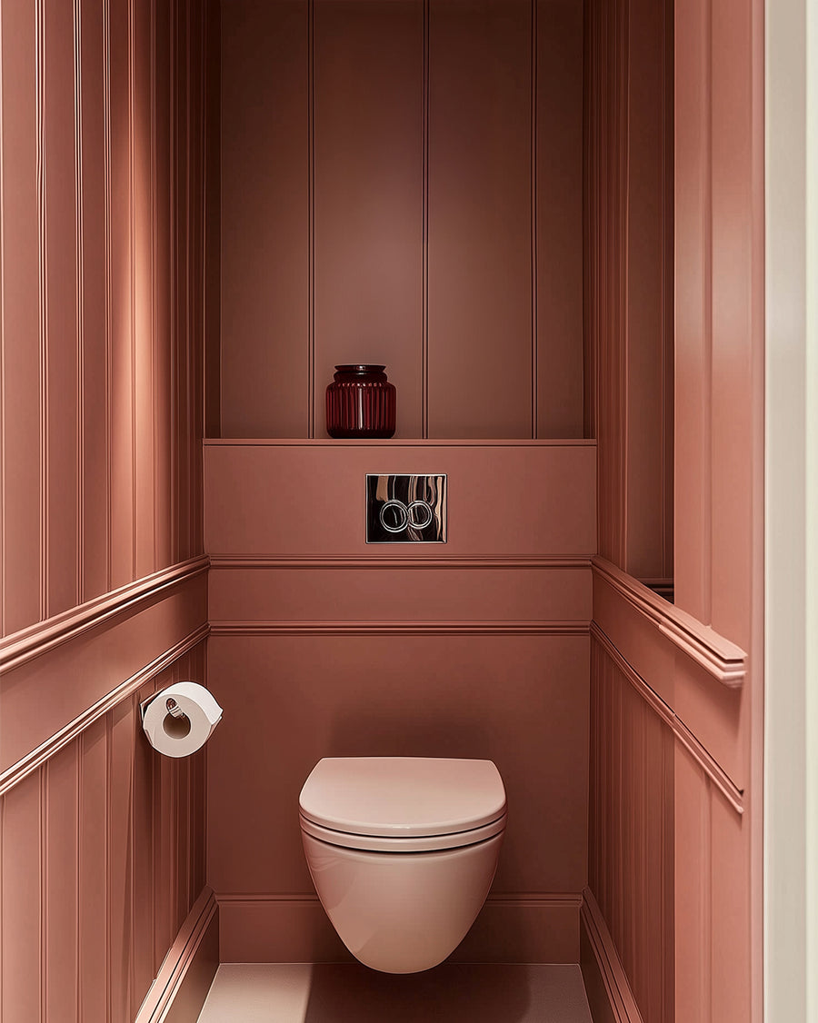 Bathroom painted in Lick Red 03