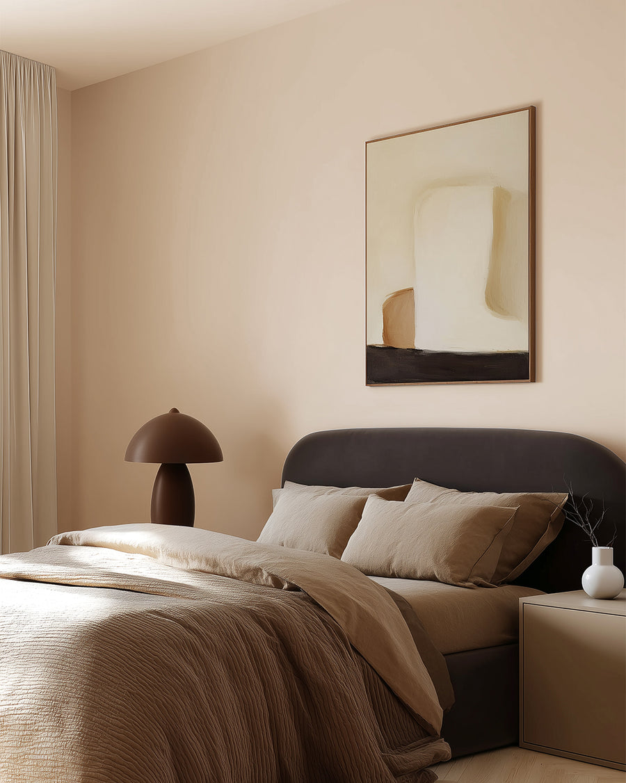 Bedroom painted in Lick Taupe 03