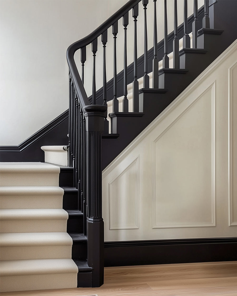 Hallway painted in Lick Black 02