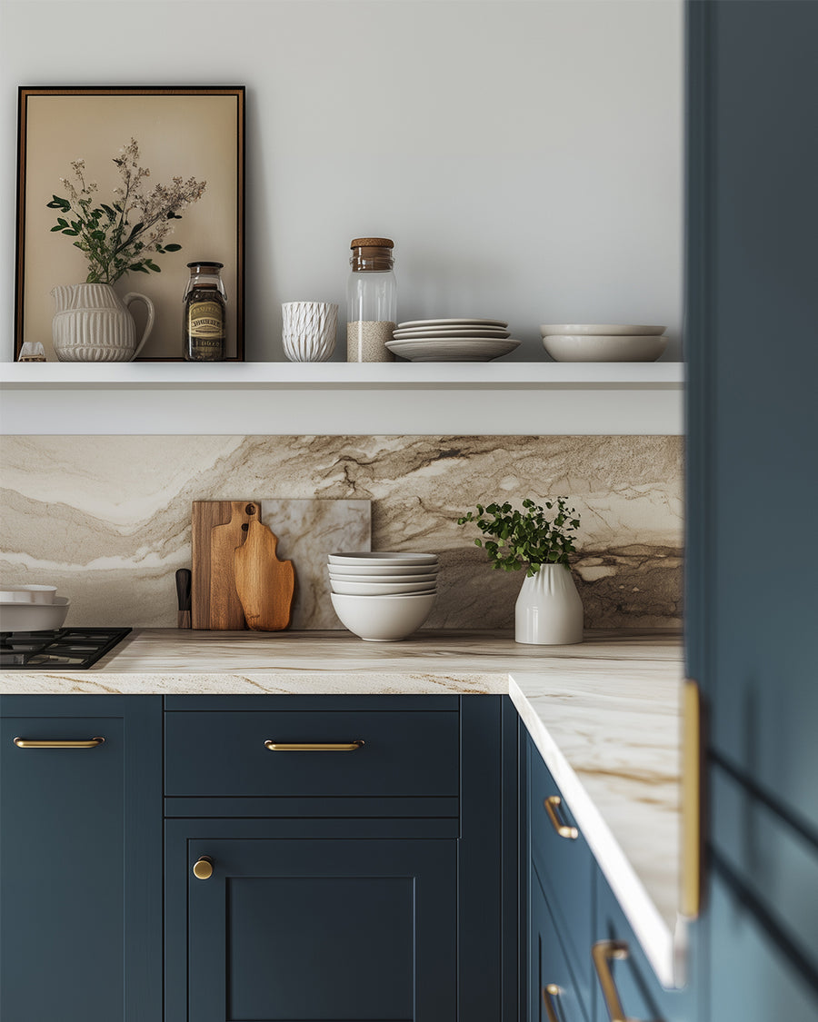 Kitchen painted in Lick Blue 07
